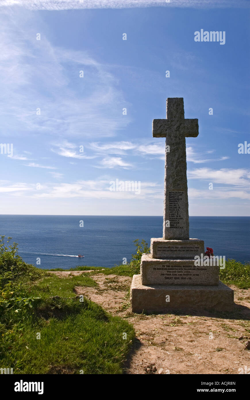 War memorial at Downend Point near Polperro Cornwall Stock Photo