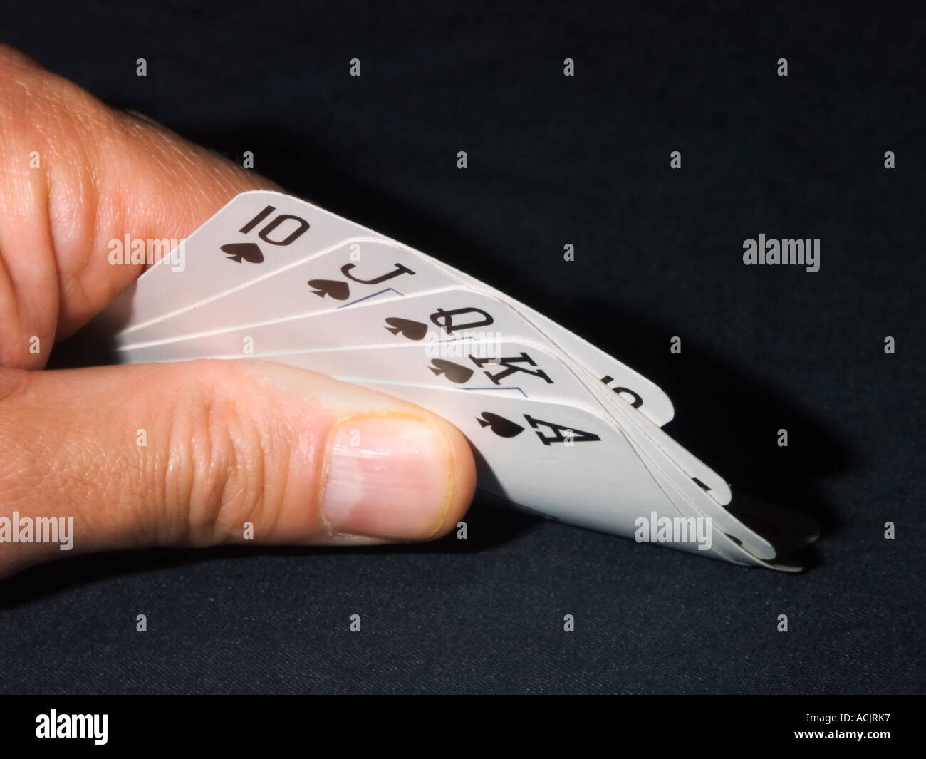 A royal flush in spades A winning poker hand Stock Photo Alamy