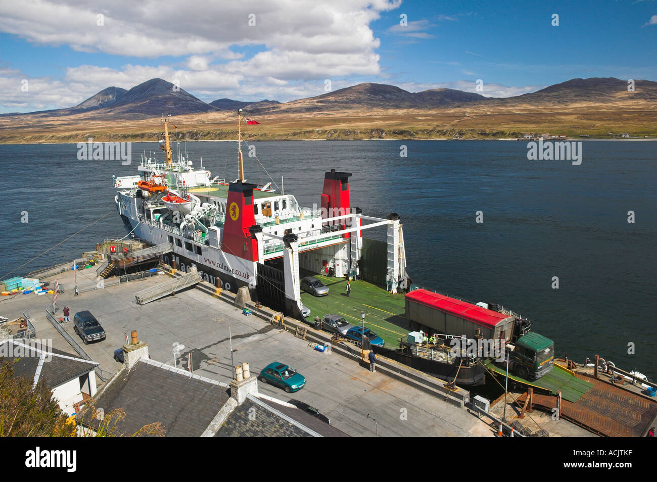 Lorry disembarking the Caledonian MacBrayne ferry at Port Askaig, Isle