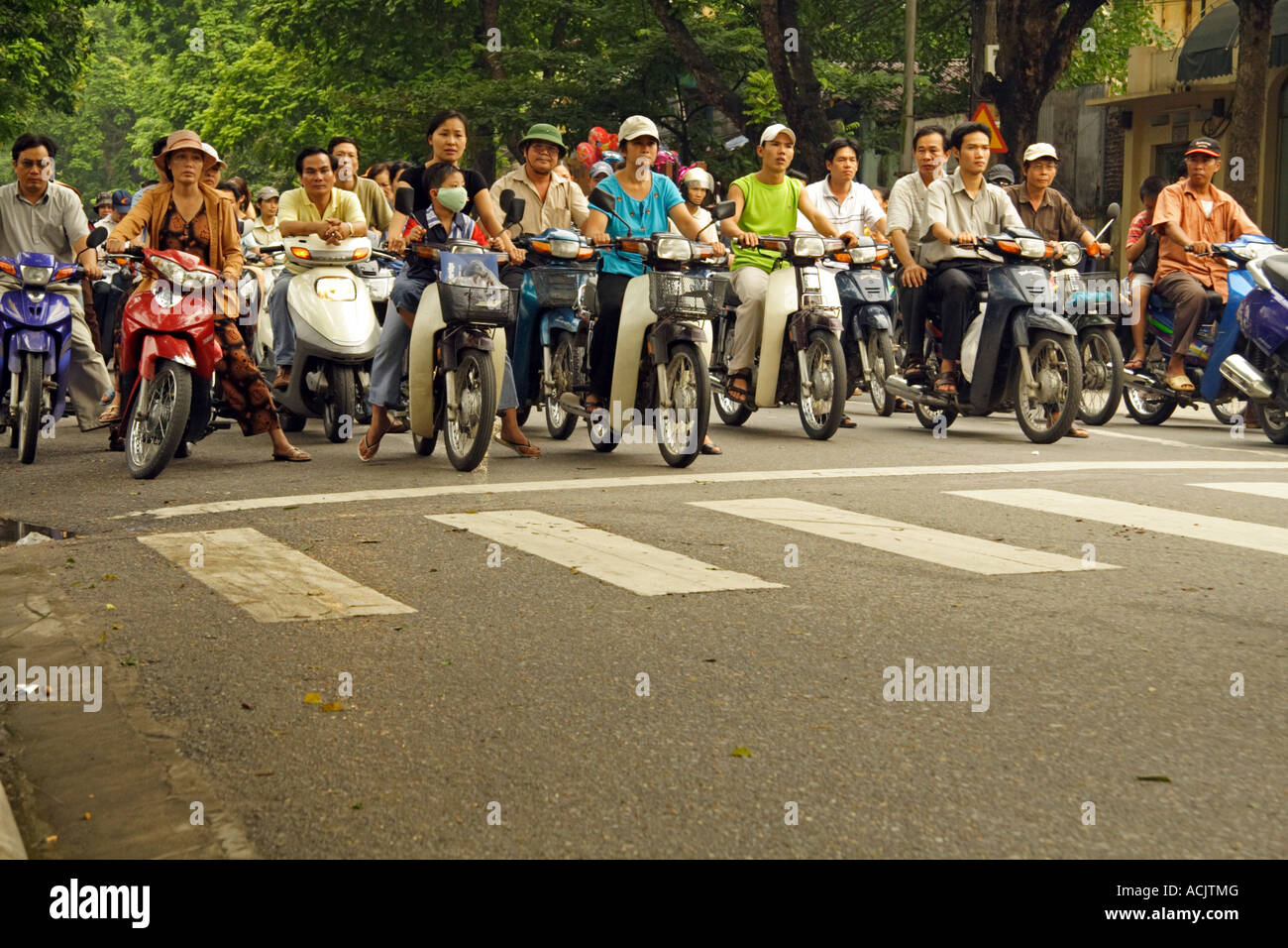 Moped traffic in Hanoi, Vietnam Stock Photo Alamy