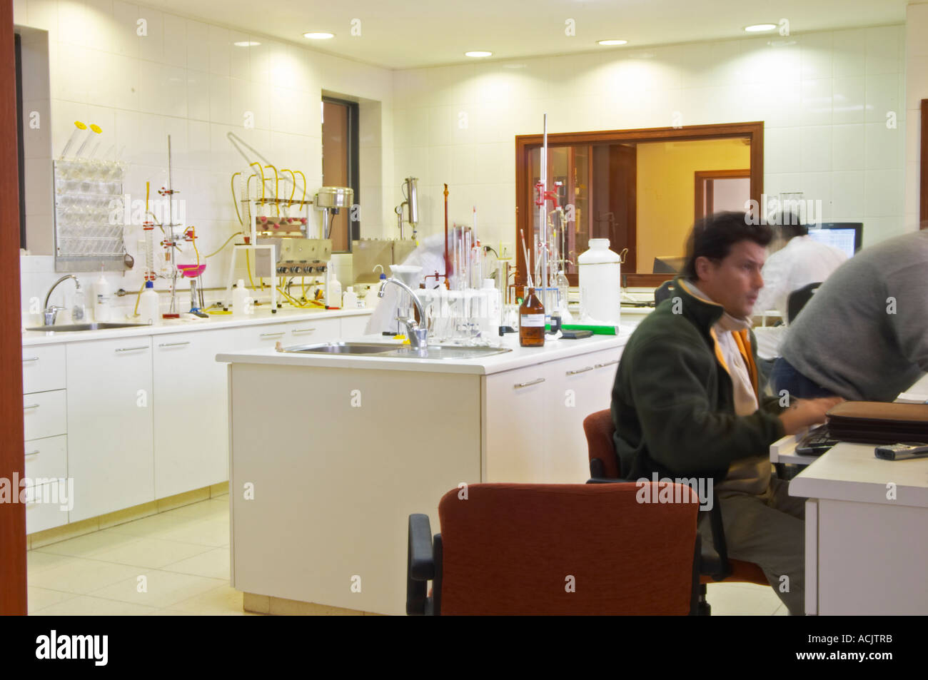The winery laboratory with analysis equipment. Bodega Familia Schroeder