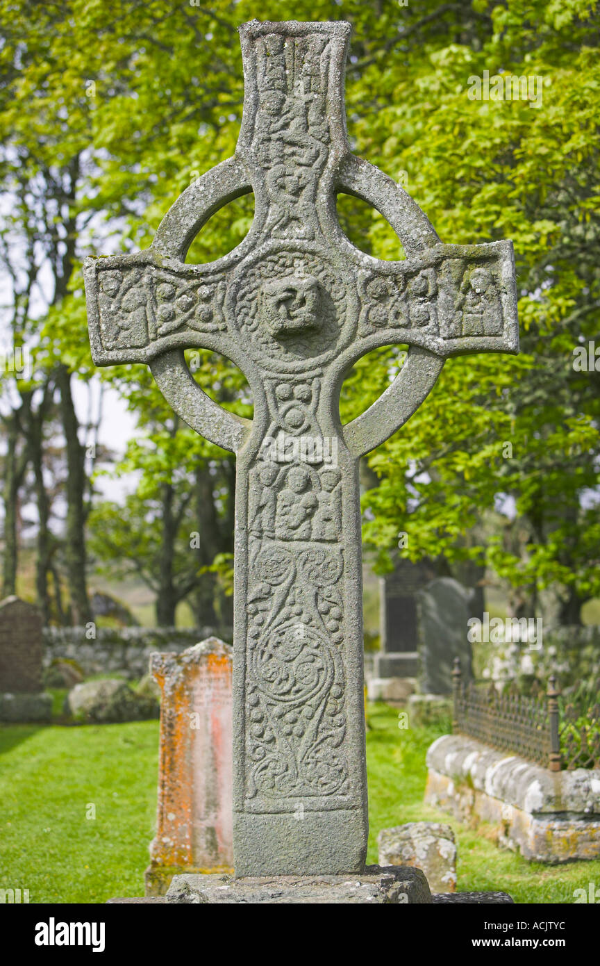 The 9th Century High Cross of Kildalton Church near Port Ellen, Isle of Islay, Argyll and Bute, Scotland Stock Photo