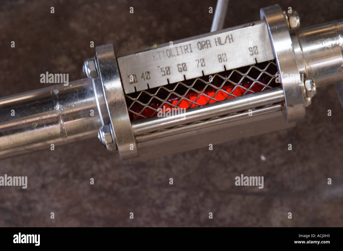 Detail of a filter, meter gage gauge showing the fluid flow measured in ...