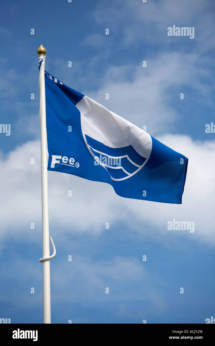 blue flag beach quality award flag flying over portrush west strand