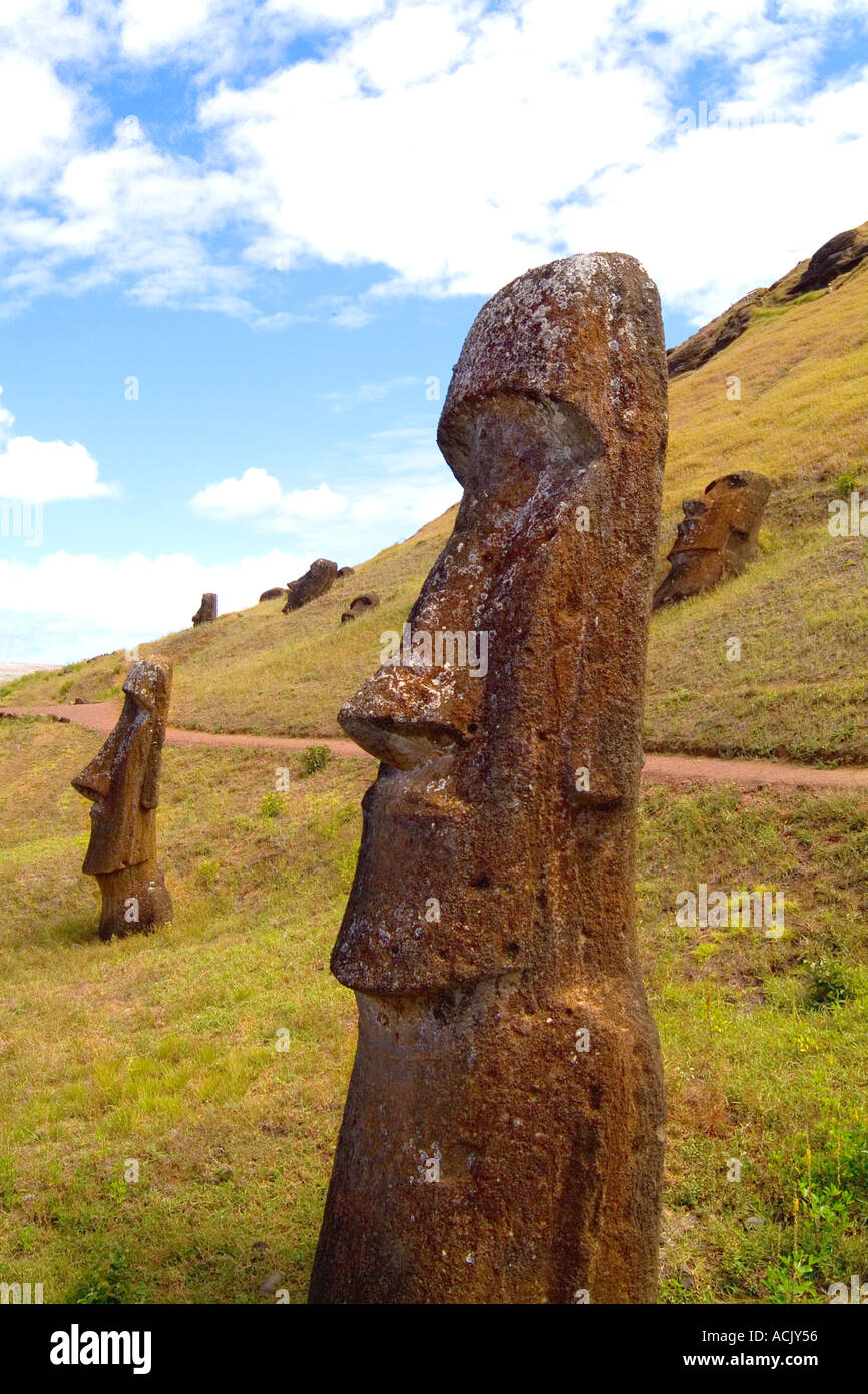 Rano Raraku Statues Easter Island during Tapati Festival Rapa Nui Stock ...