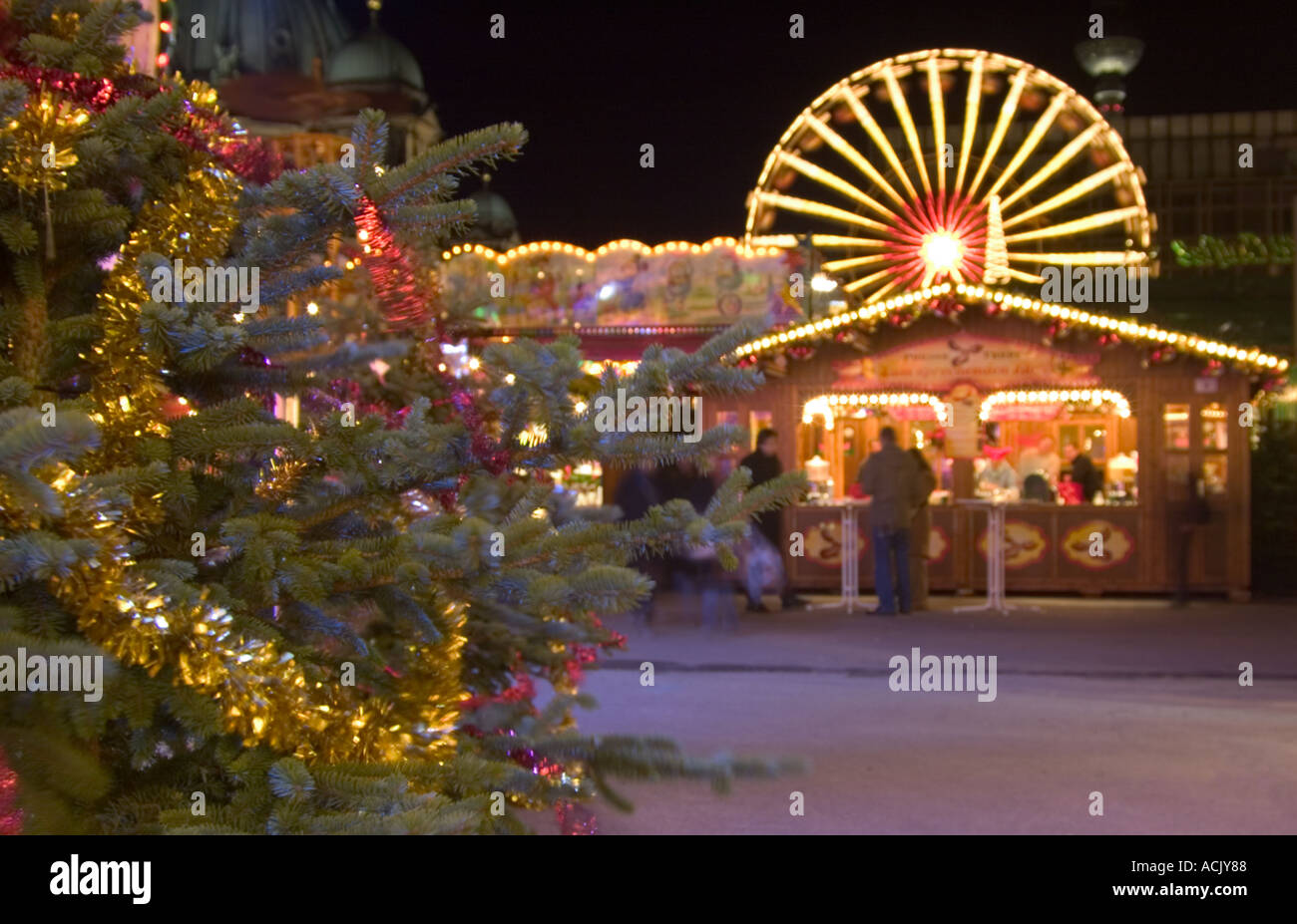 Christmas Market at Dom Platz in Berlin Stock Photo