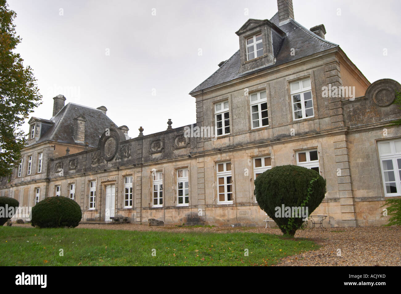 The garden park side facade of the chateau in classic but varied style Chateau de Cerons (Cérons) Sauternes Gironde Aquitaine France Stock Photo