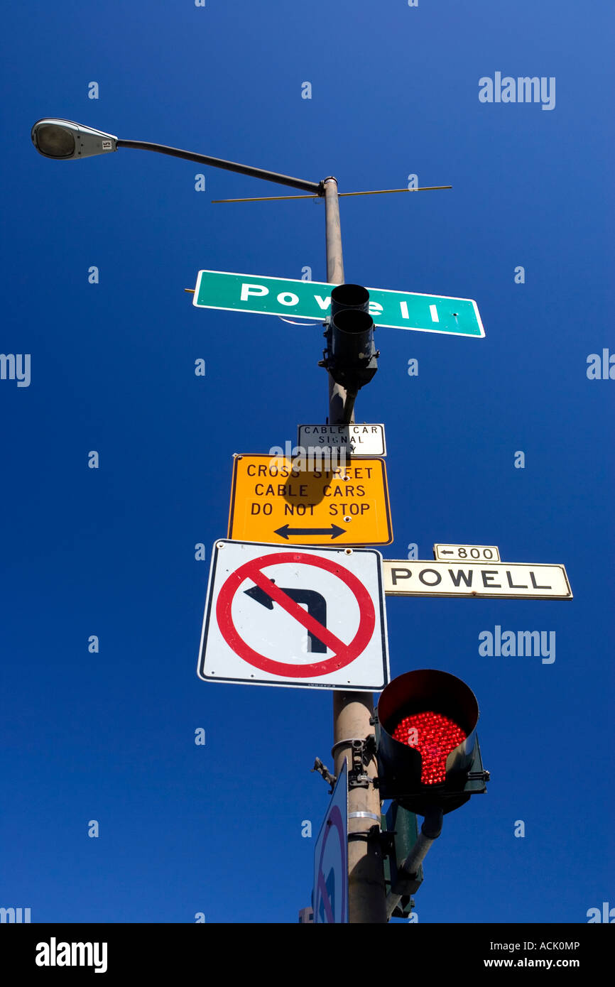 Powell Street signs, San Francisco Stock Photo