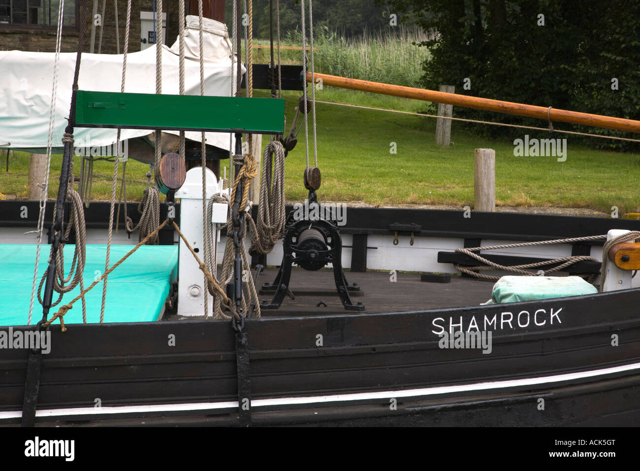 Cotehele Quay St Dominick nr Saltash Cornwall The restored Tamar sailing barge Shamrock Stock Photo