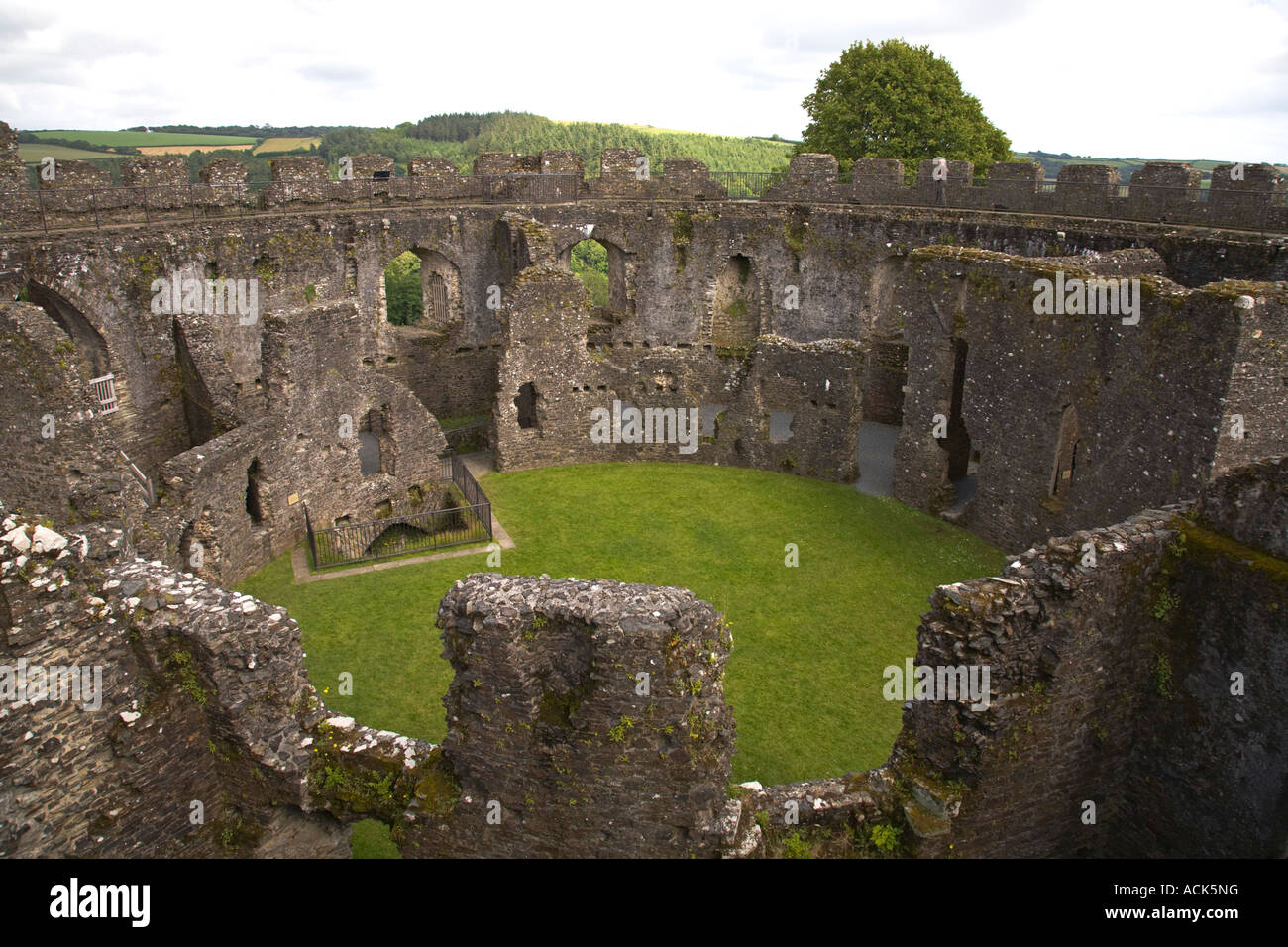 Restormel Castle Cornwall England shell keep interior view of keep ...