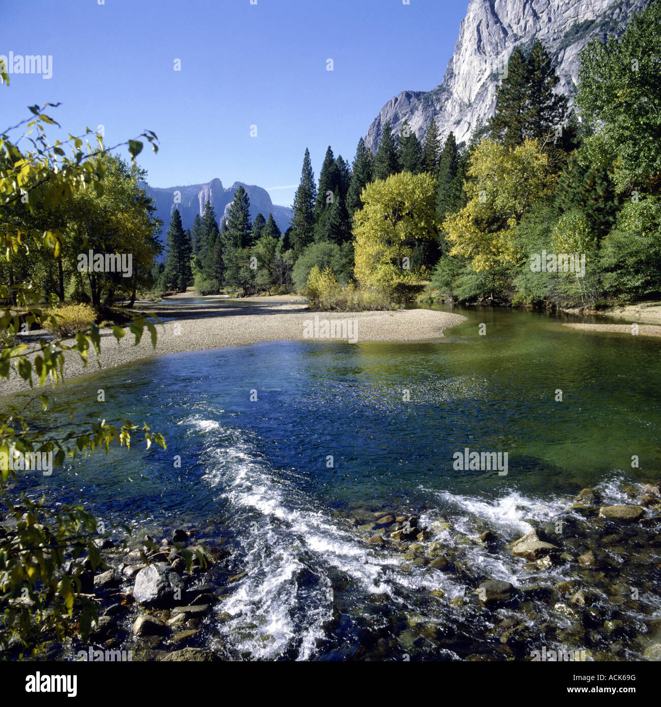 geography / travel, USA, California, Yosemite National Park, landscape, landscapes, course of a river Stock Photo