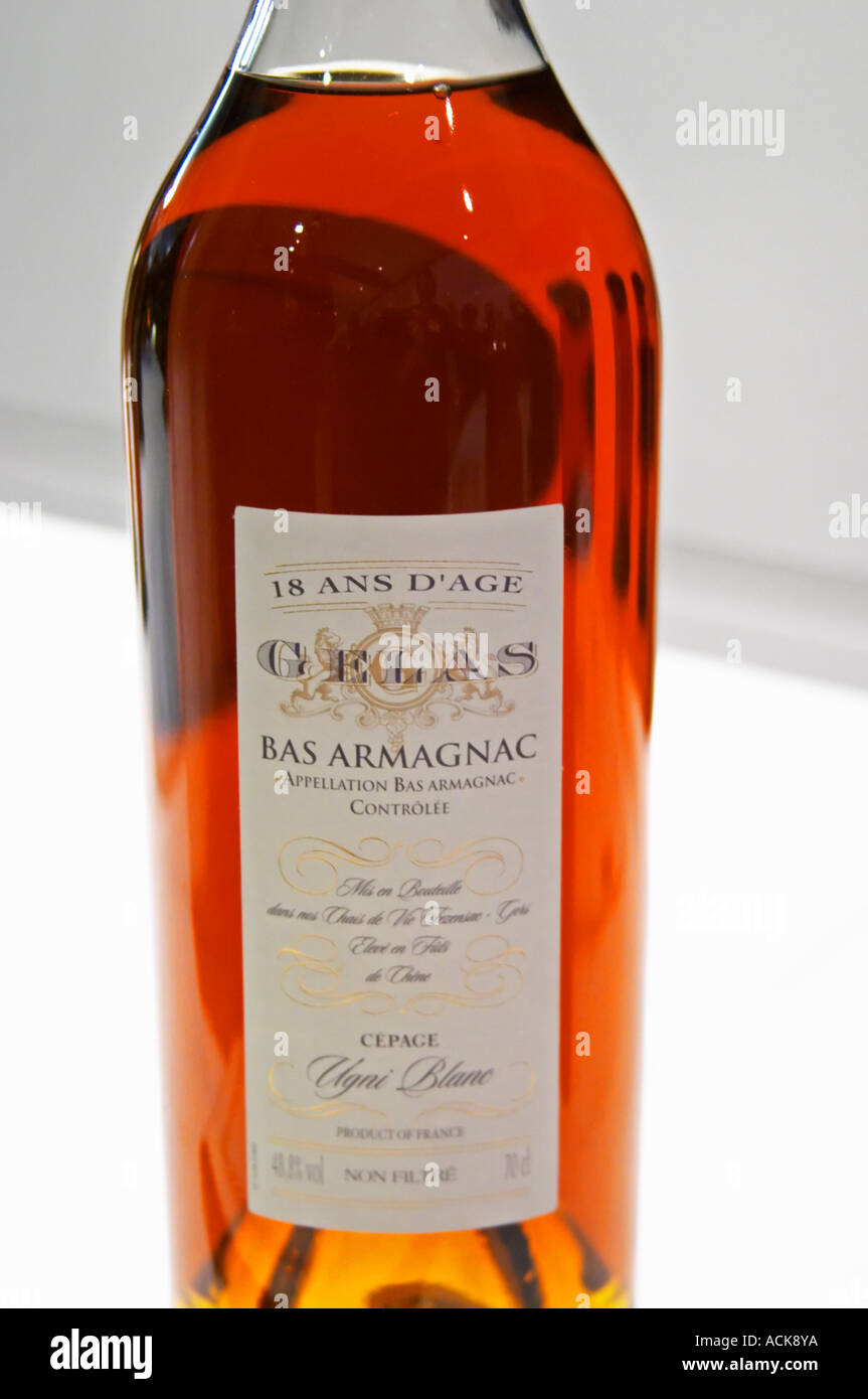 Gelas Bas Armagnac 18 ans d'Age eighteen years old made from grape variety  Ugni Blanc Stock Photo - Alamy
