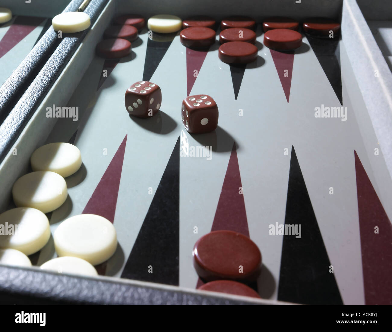 backgammon board game and dice Stock Photo