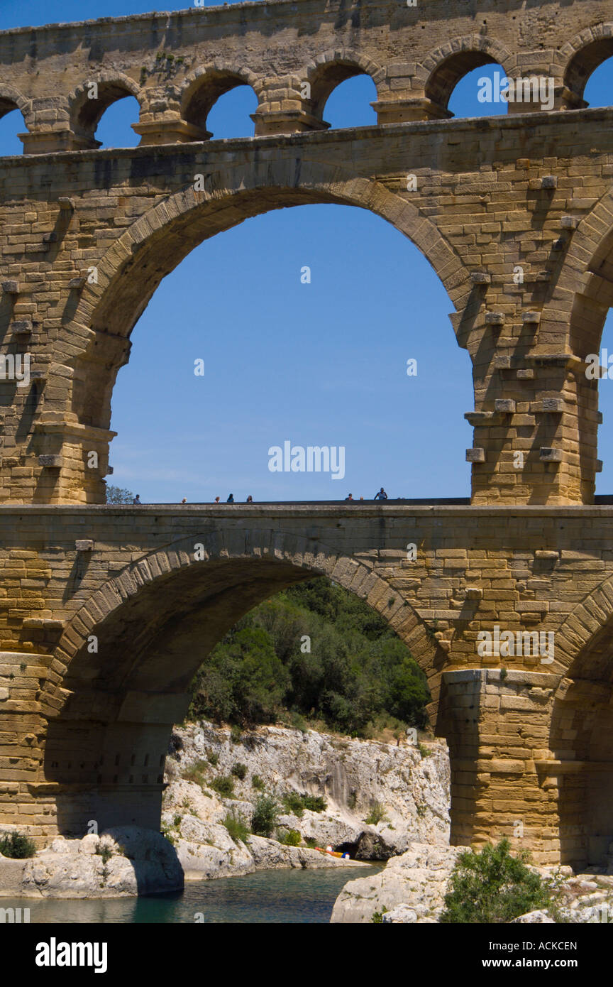 Gard region France Provence Rhône Pont du Gard world heritage site view ...