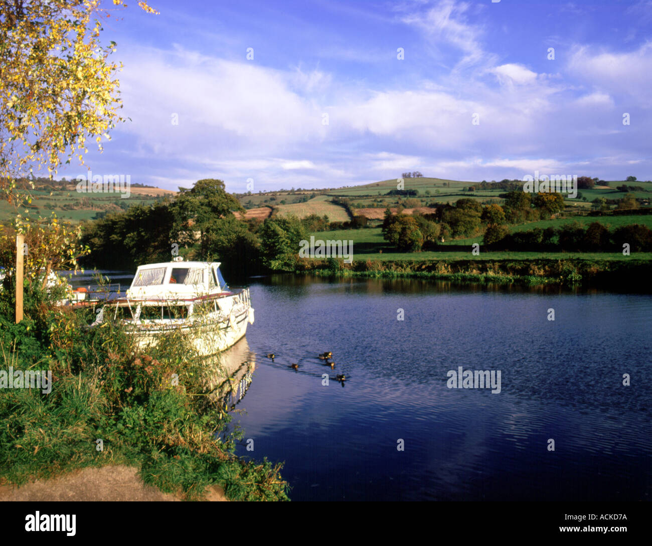 River Avon and Kelston Hill from Saltford near Bath, Somerset Stock