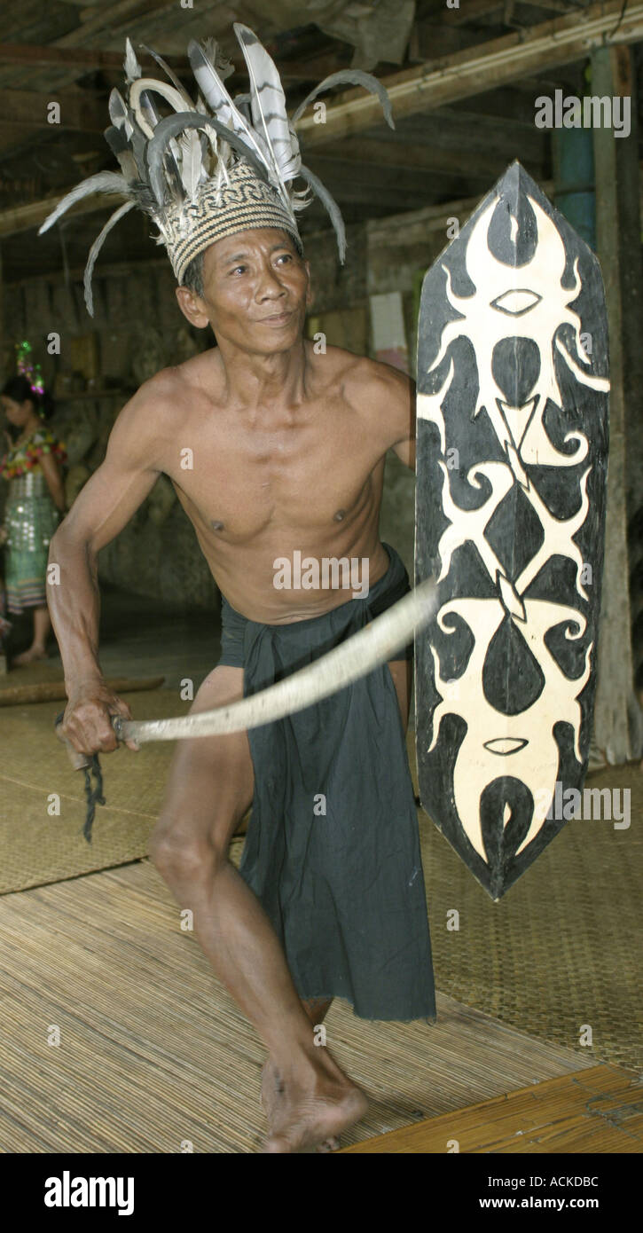 Malaysia Sarawak Headhunter dance Stock Photo
