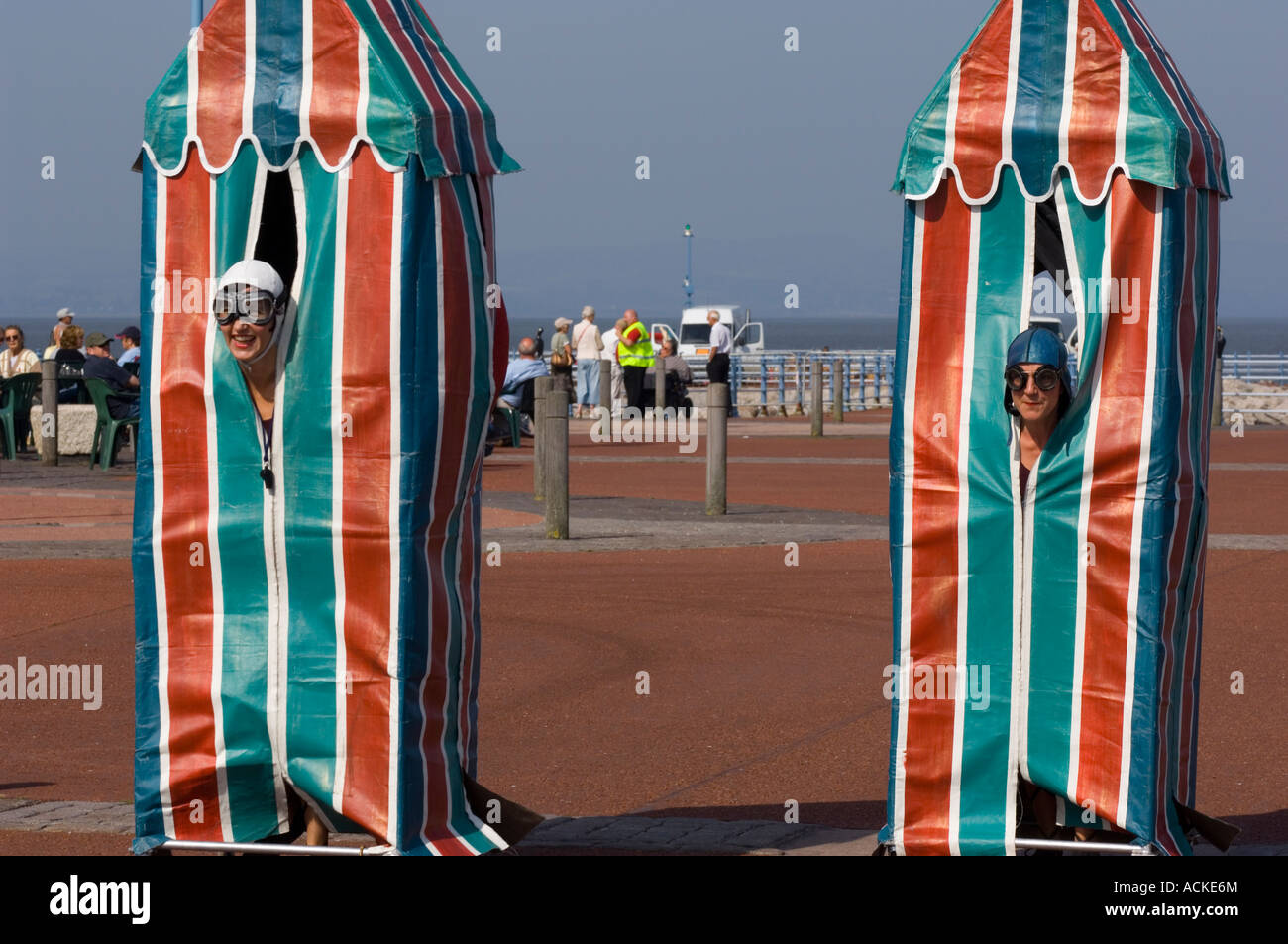 Two bathing ladies performing their comedy act at Morecambe Festival Stock Photo