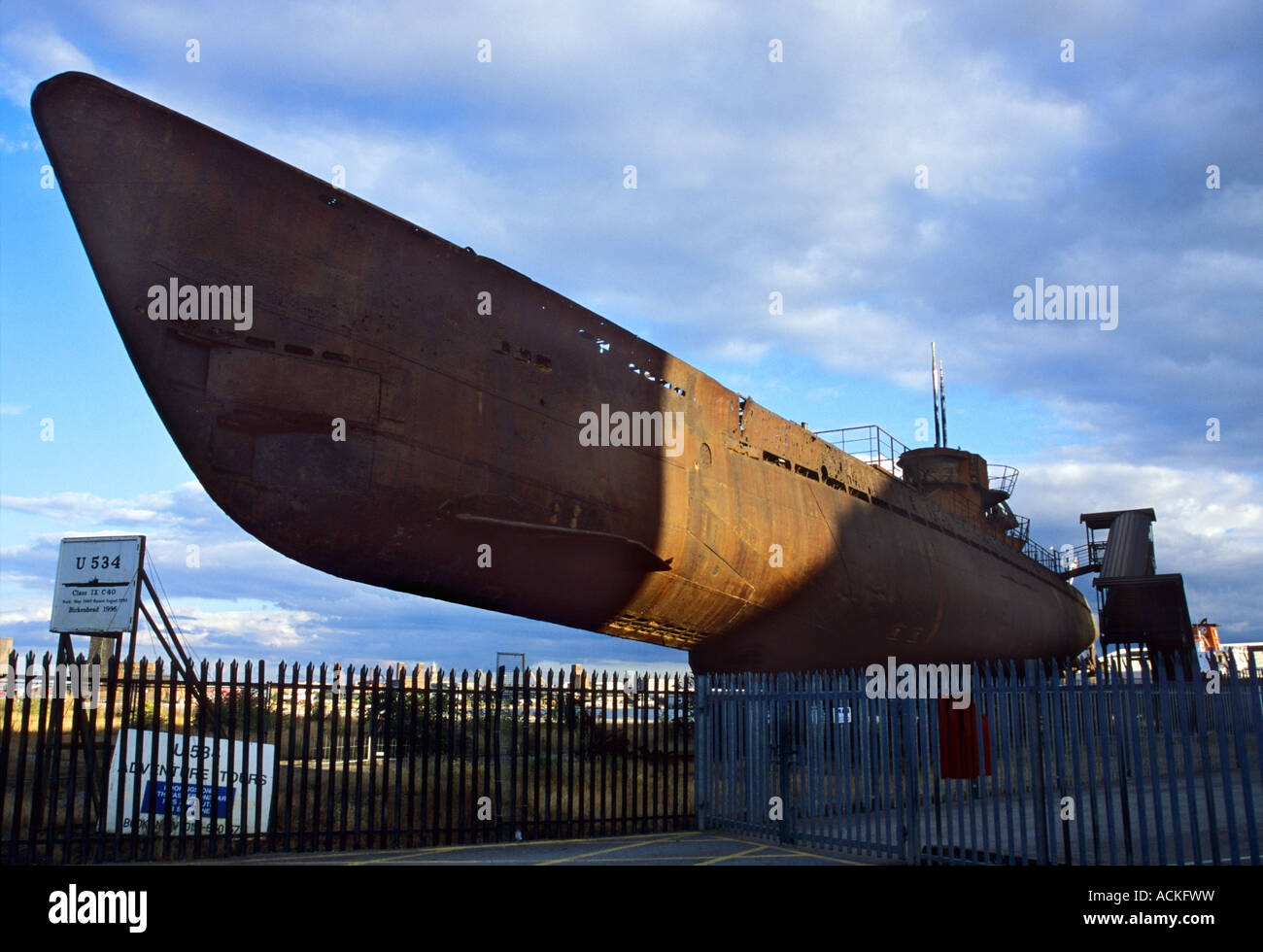 U-Boat U534, on display at Birkenhead, Merseyside, UK. Stock Photo