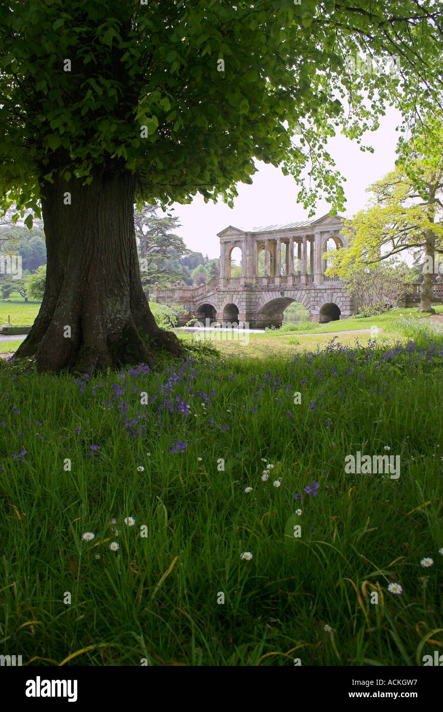 Palladian Bridge in grounds of Wilton House Salisbury Wiltshire Carpet Manufacturers, historical building Stock Photo