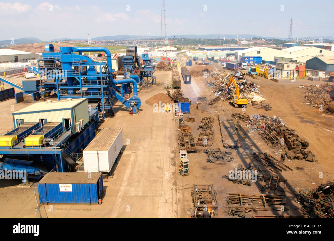 Scrapyard for recycling metal with the worlds largest shredder at