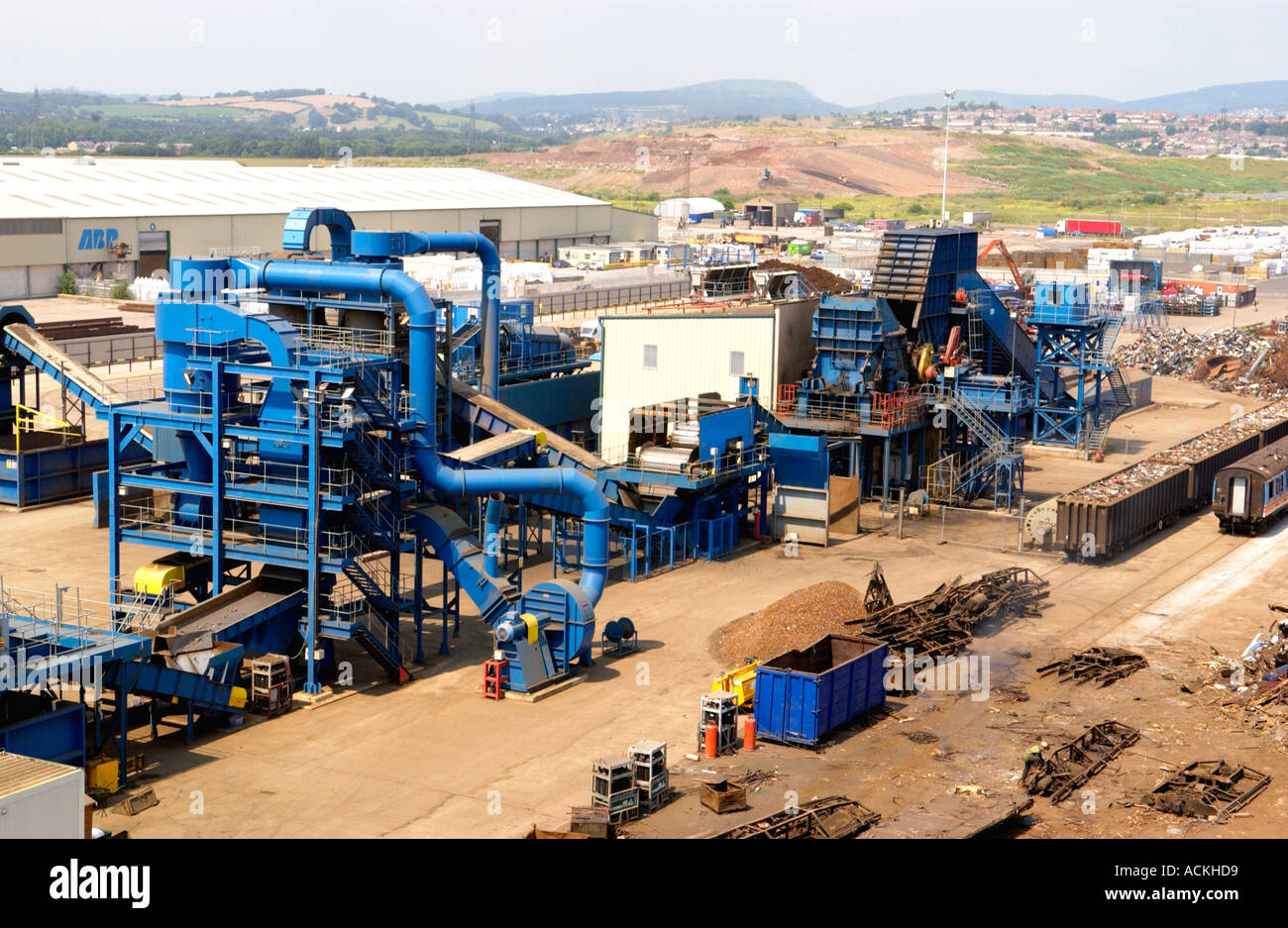 Metal recycling yard with the worlds largest shredder at SimsMetal UK Ltd  Newport Docks South Wales used for recycling cars etc Stock Photo - Alamy