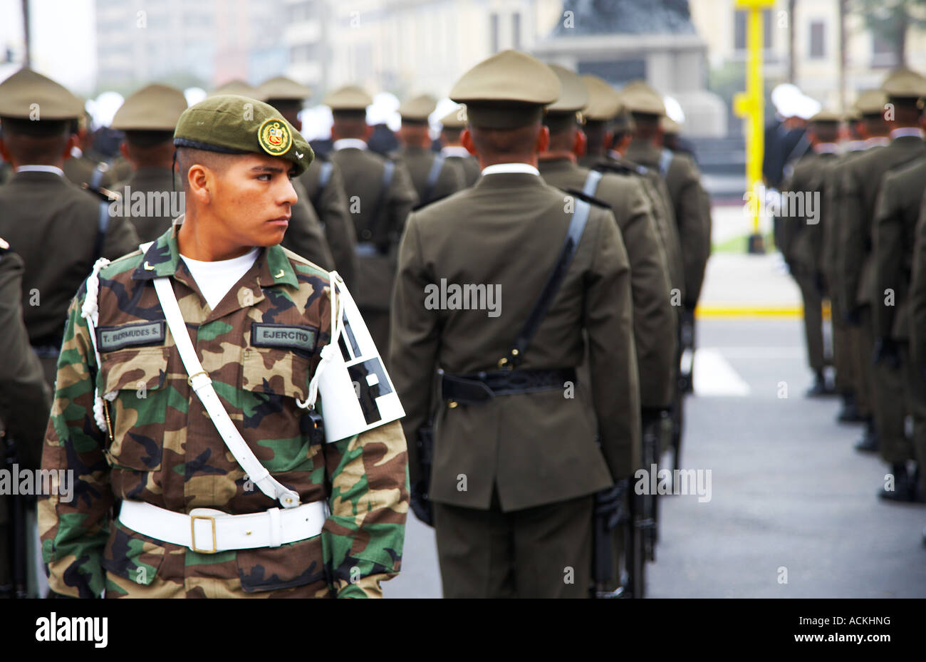military parade, Plaza Bolognesi, Lima, Peru Stock Photo
