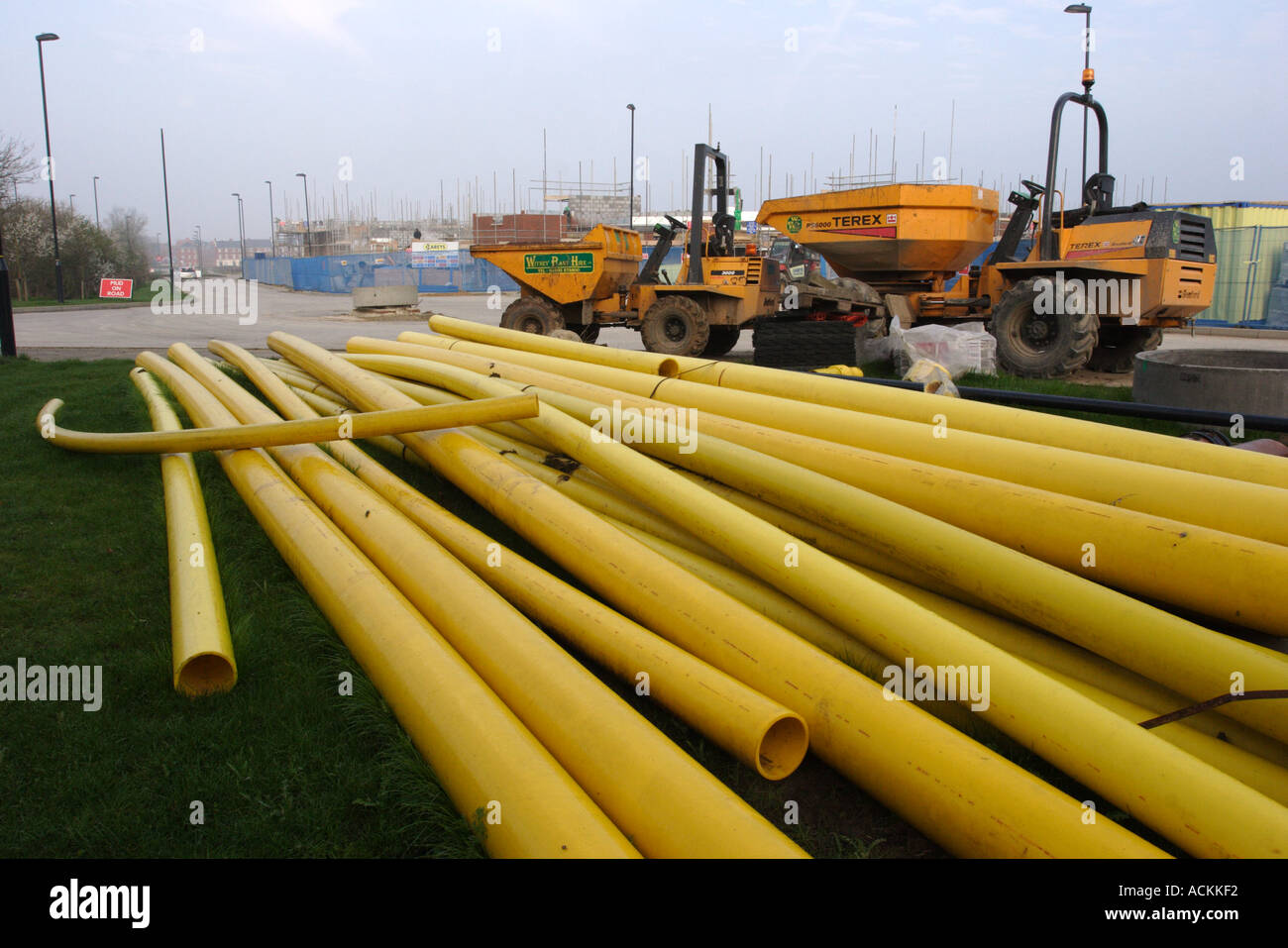 Plastic service pipes on a building site in Swindon Stock Photo Alamy
