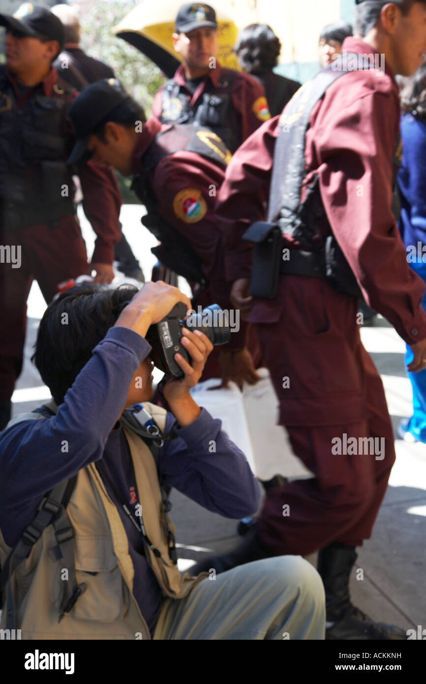 Bolivian Police in uniform, La Paz, Bolivia Stock Photo Alamy