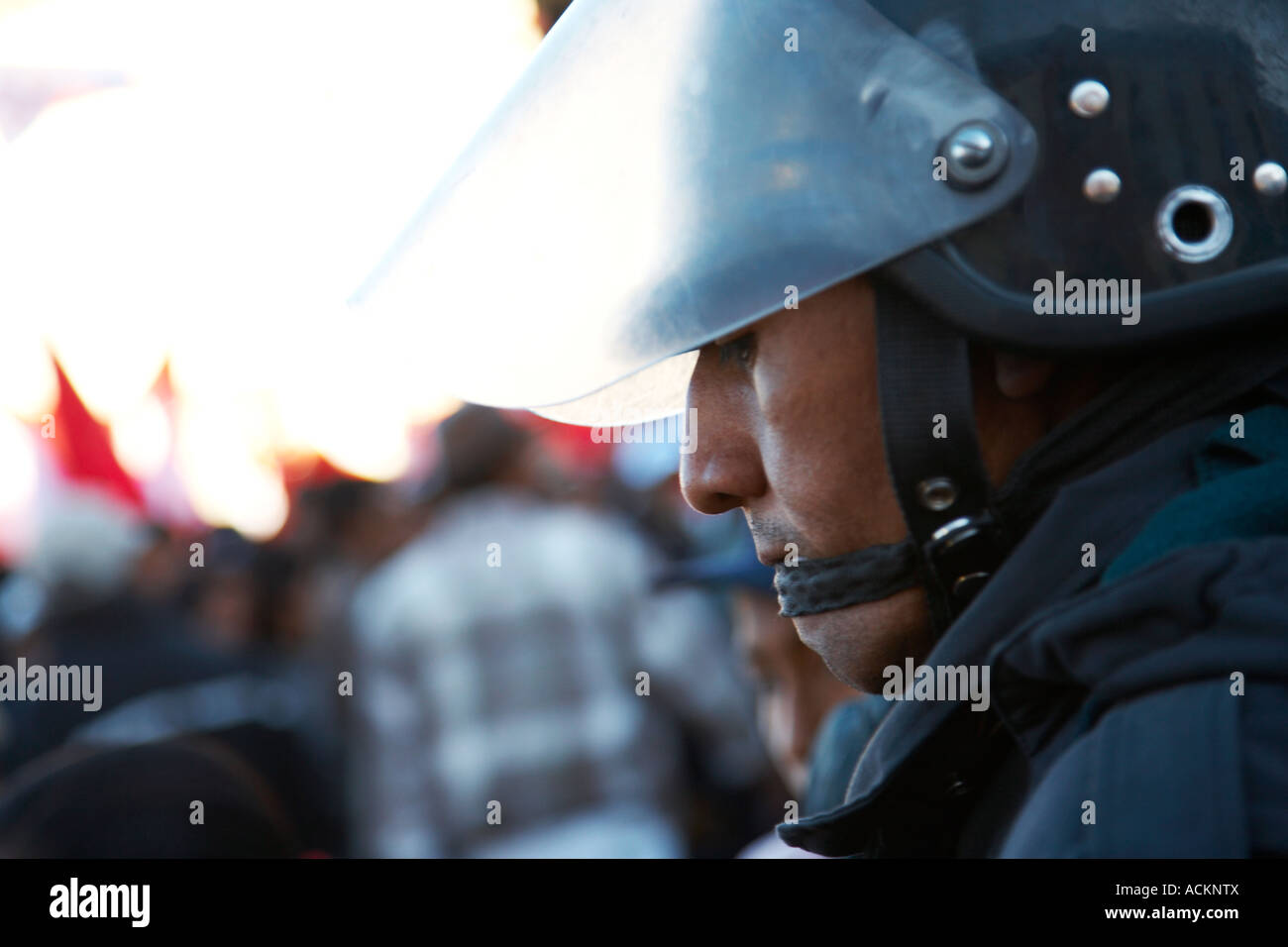 Peruvian Riot Armor policeman in riot gear, Puno, Peru Stock Photo - Alamy