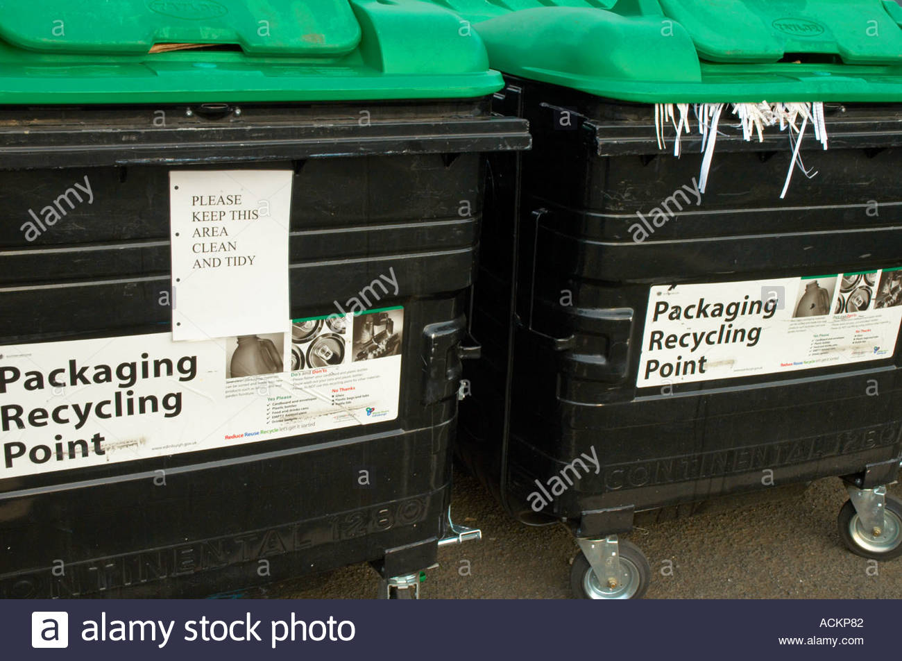 Municipal paper recycling bins Stock Photo Alamy