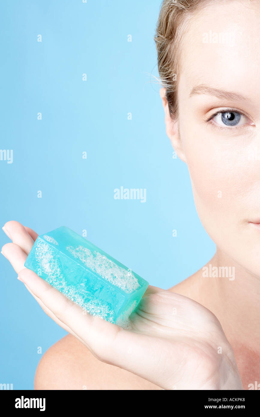 Close up woman holding bar soap hi-res stock photography and images - Alamy