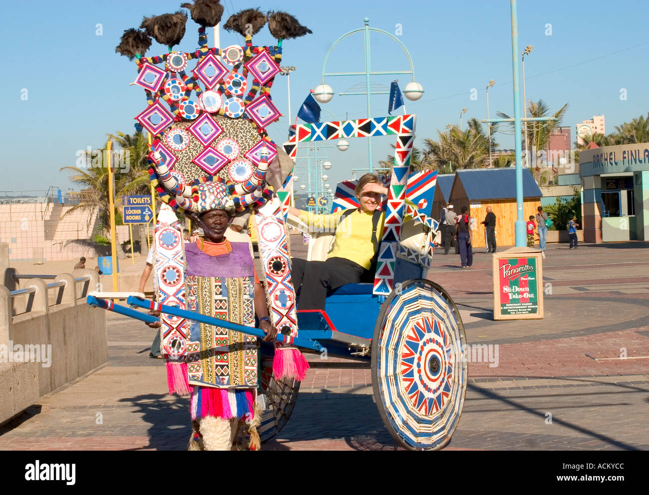 Riksha and tourist woman Durban South Africa Stock Photo - Alamy