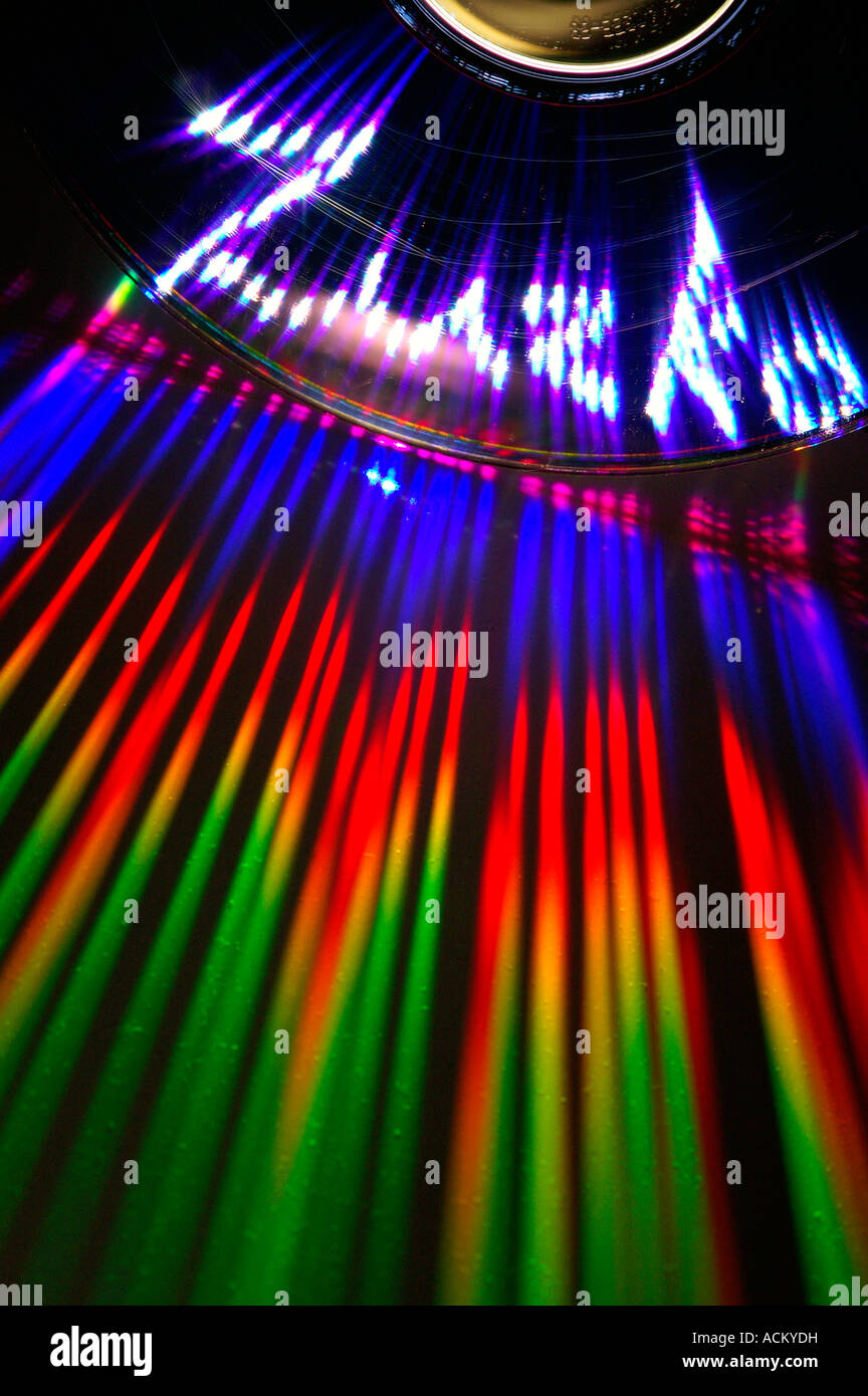 Rainbow pattern - light reflected from DVD surface, Zuzko sign Stock ...