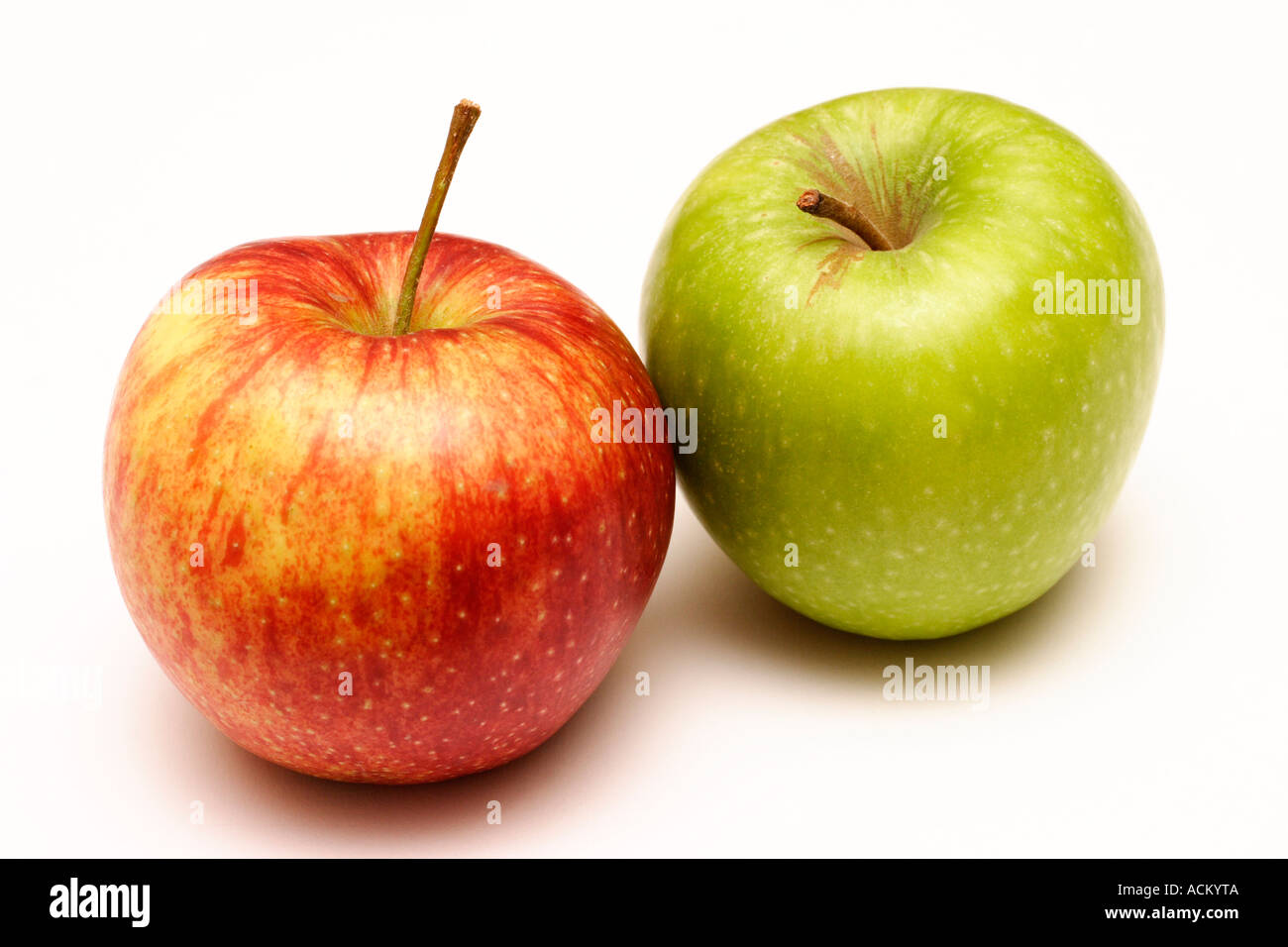 Red and green apples on a white background Stock Photo