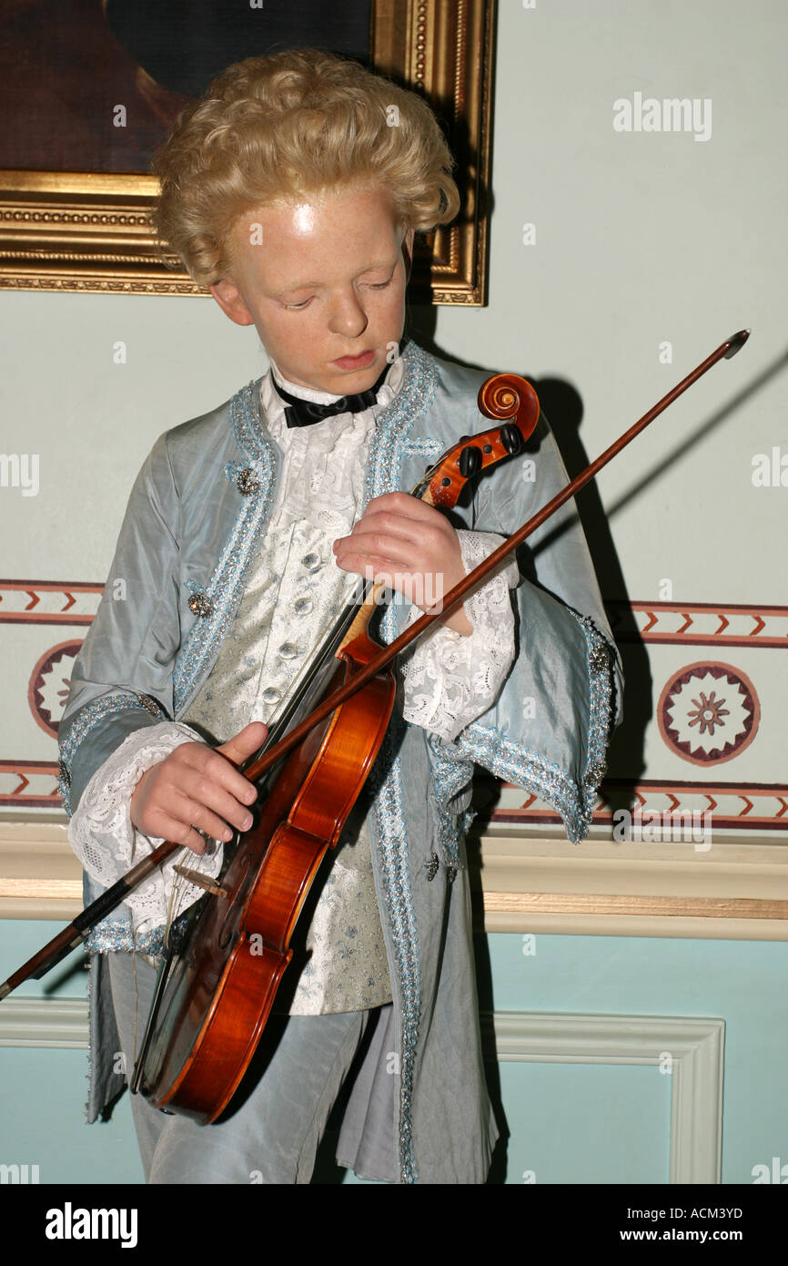 Wolfgang Amadeus Mozart as a waxwork replica at Madame Tussauds London Stock Photo