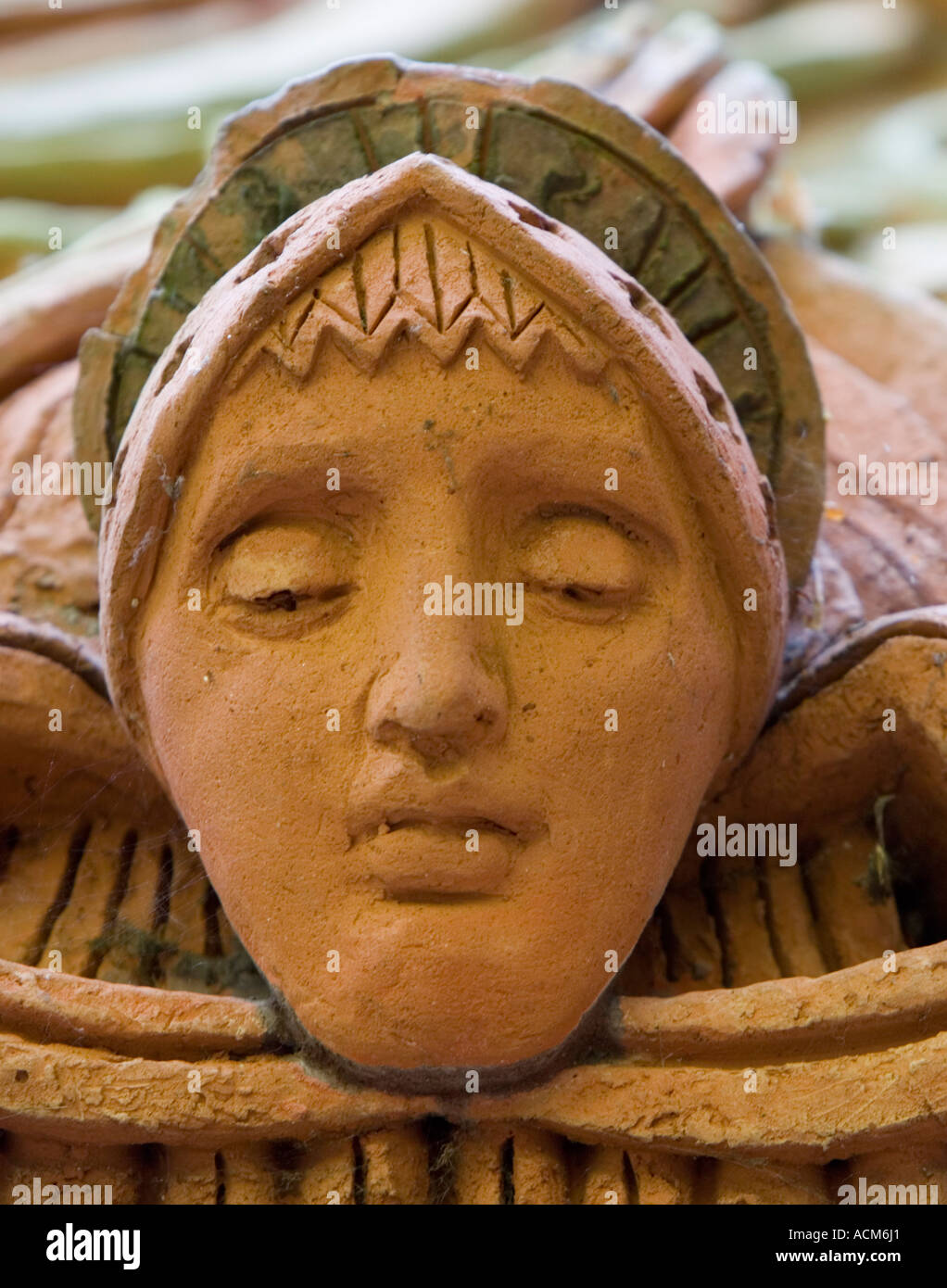 Watts Memorial Chapel circa1900 - Face of Corbel Angel - The Way Stock Photo