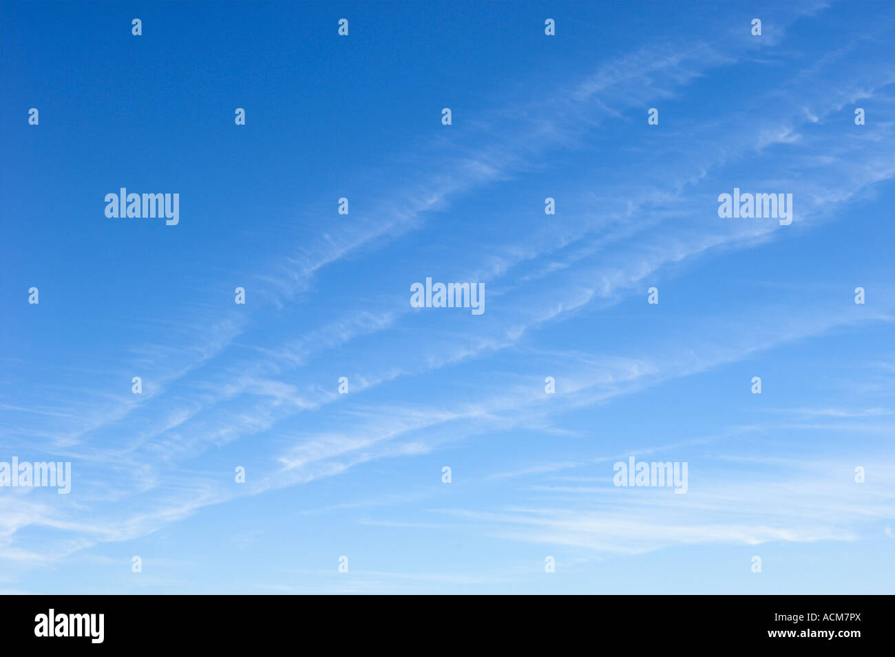 Thin wispy white cirrus clouds blue sky Stock Photo - Alamy