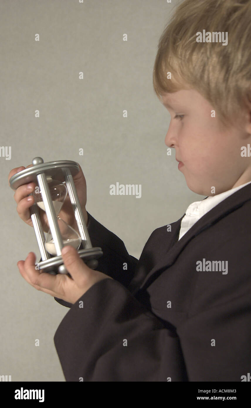boy with sandglass Stock Photo Alamy
