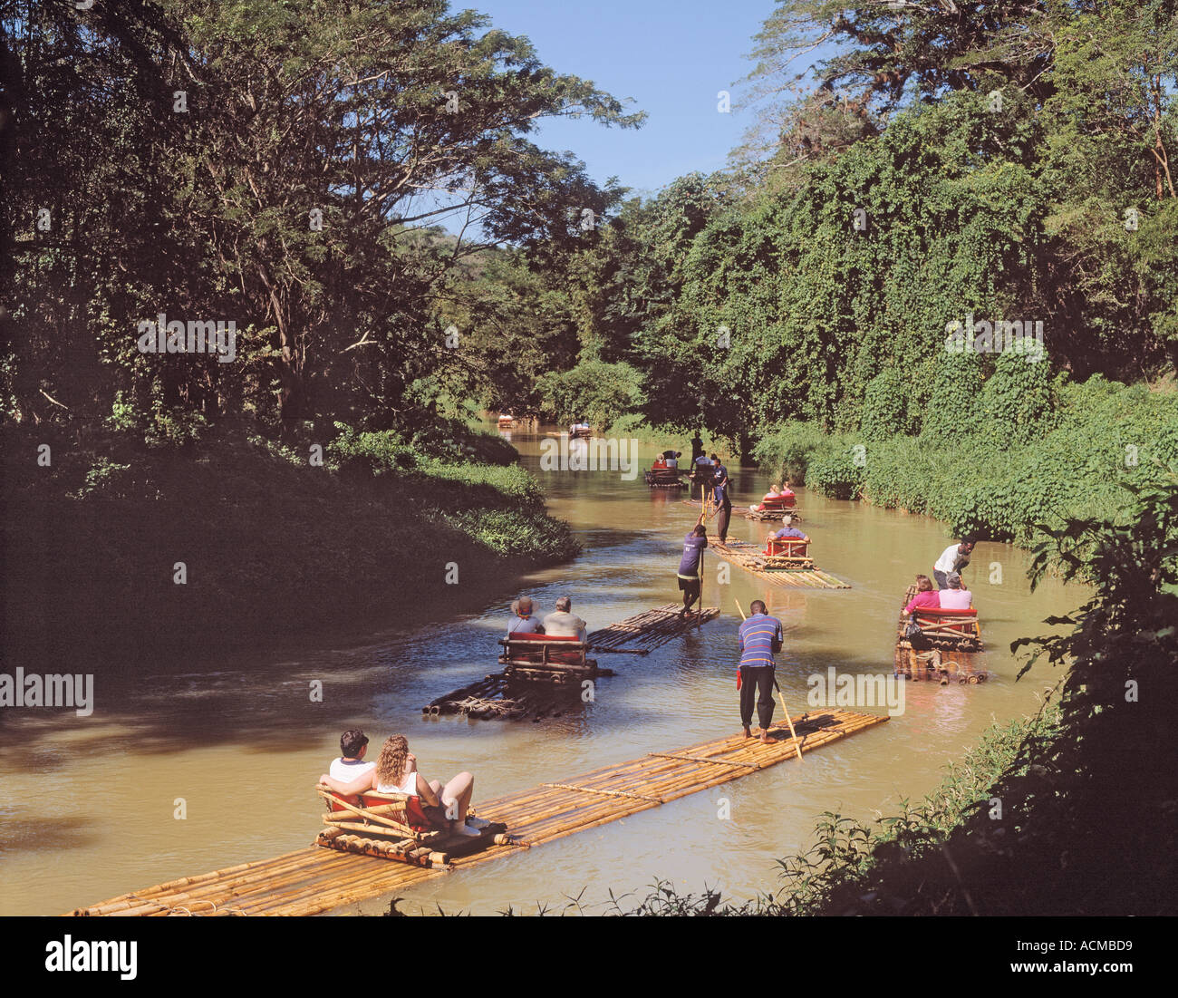 near Falmouth Jamaica Rafting on the Martha Brae river Stock Photo - Alamy