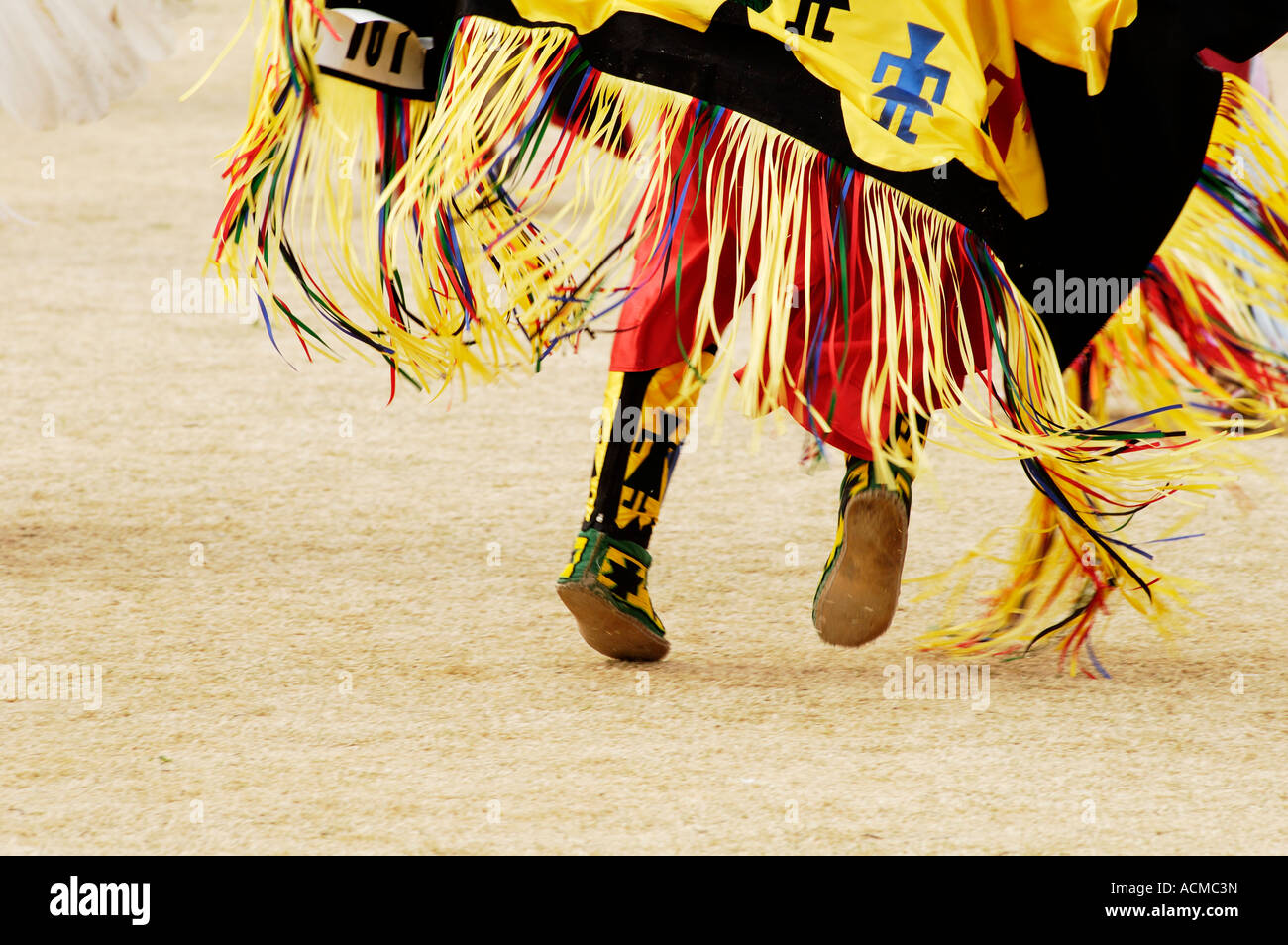 native american dancers at the annual O Odham Tash Powwow in Casa Grande Arizona Stock Photo