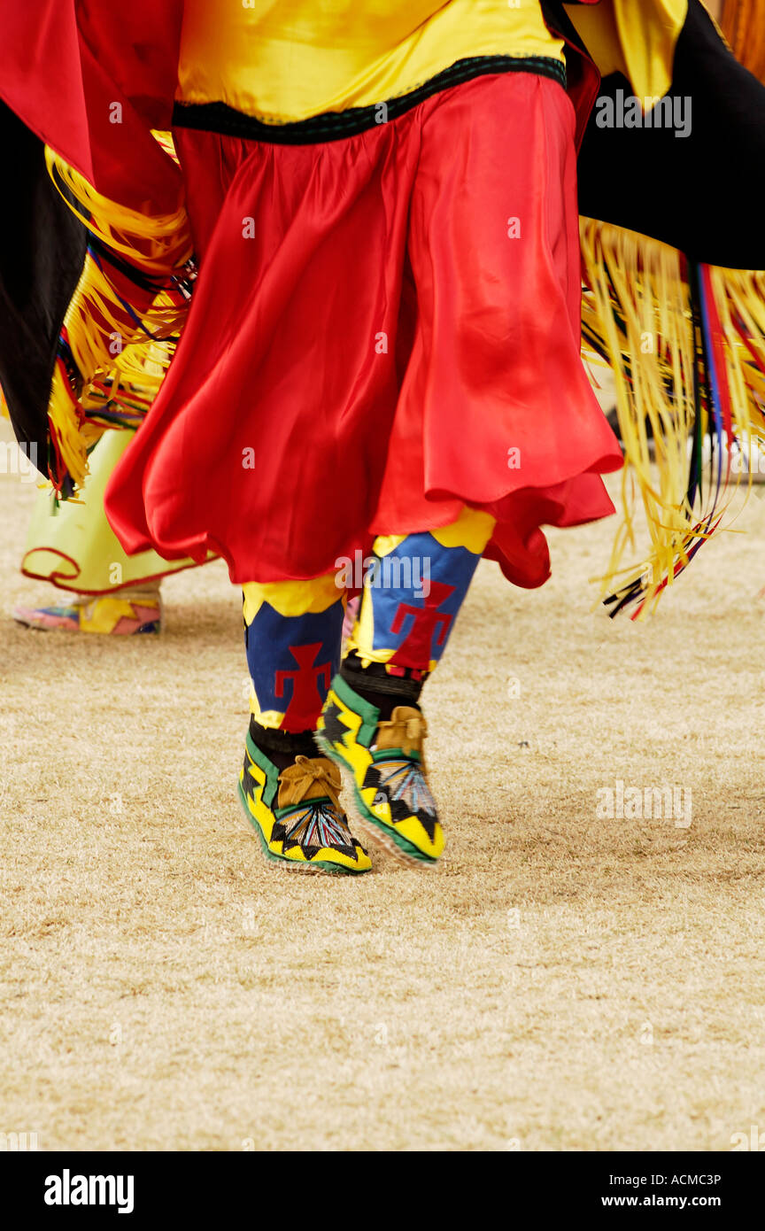 native american dancers at the annual O Odham Tash Powwow in Casa Grande Arizona Stock Photo