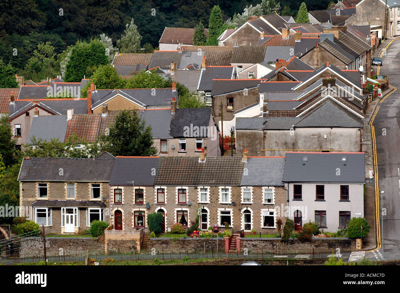 Terraced houses in Abertillery Blaenau Gwent South Wales UK GB built in