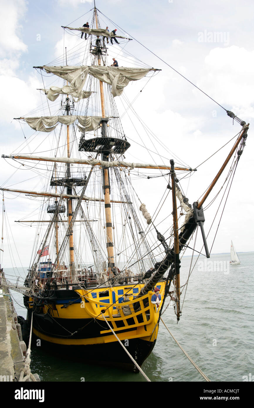 The Grand Turk sailing ship berthed at the end of Southend pier, Essex