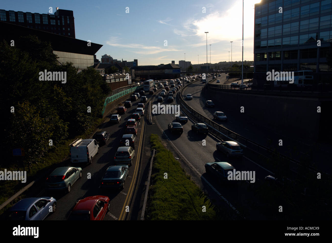 Leeds city centre, traffic jams. Rush hour Stock Photo Alamy