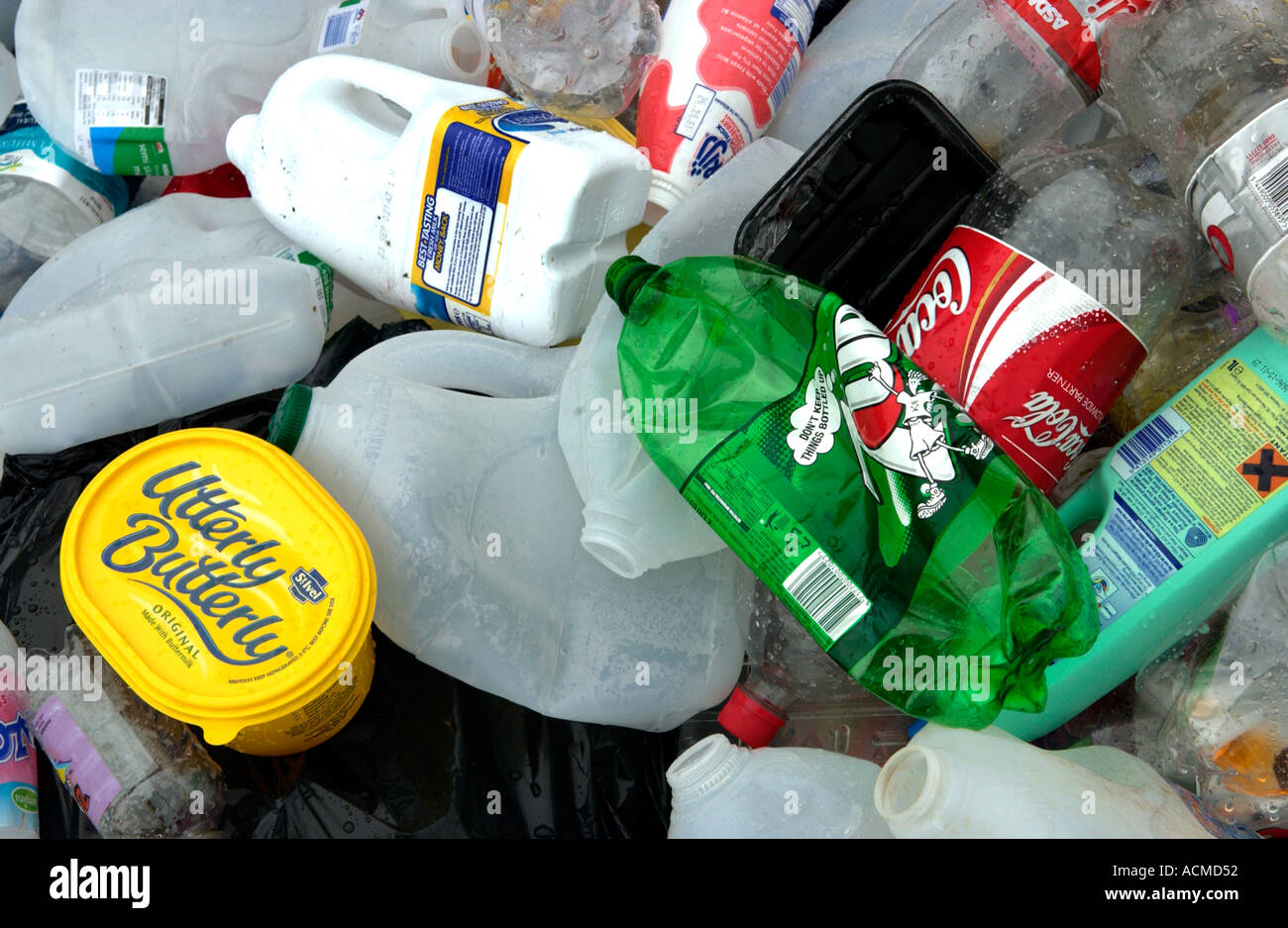 Plastic collected by Wastesavers community recycling group from households in Newport South Wales Gwent UK Stock Photo