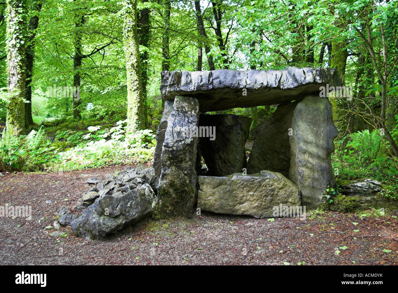 A Dolmen or Portal Tomb at Craggaunowen near Quin Co Clare Ireland Stock Photo