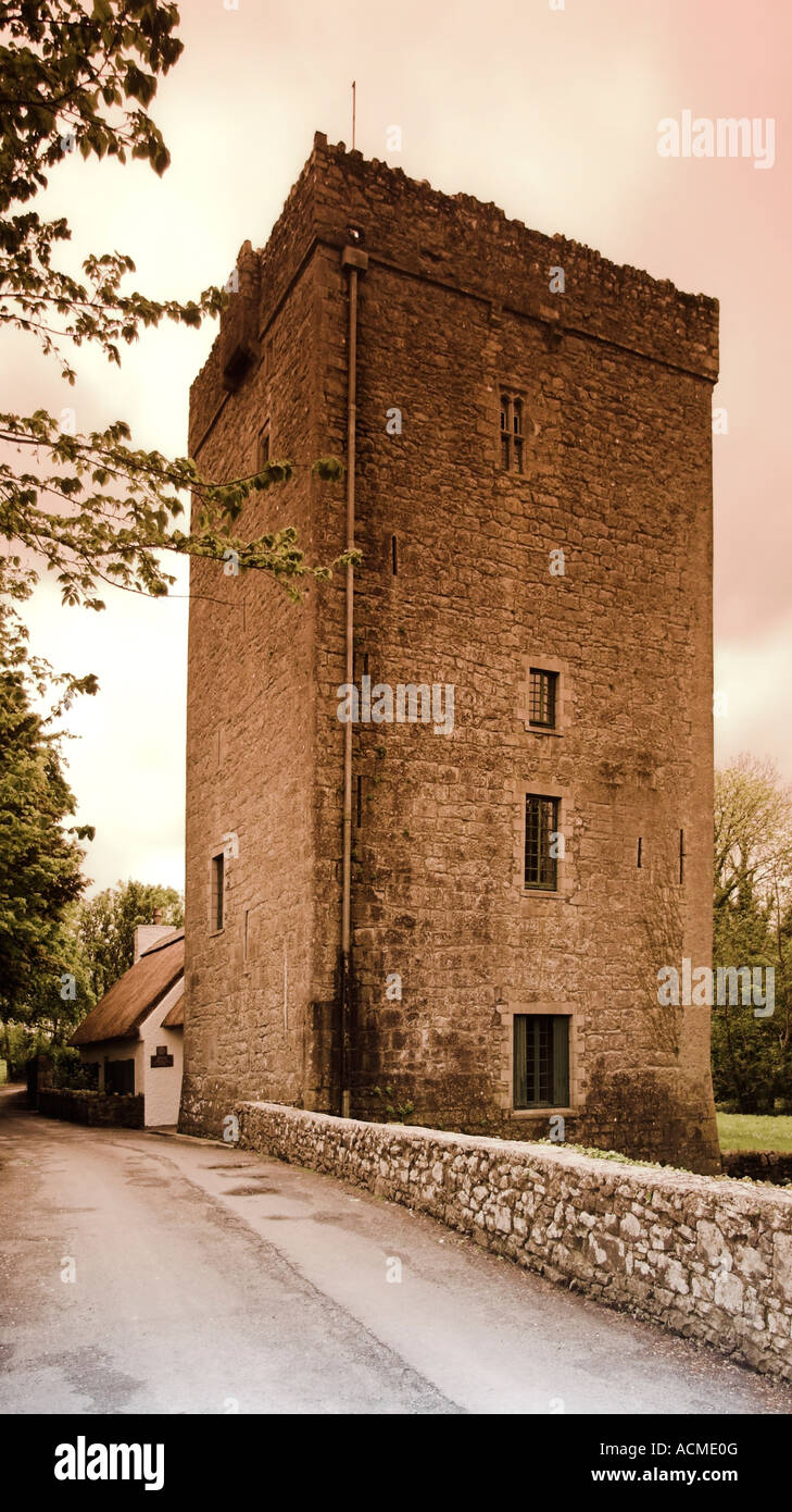 Thoor Ballylee Yeats Tower and visitor centre near Gort Co Galway Stock Photo