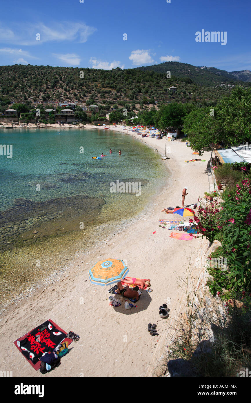 GREECE NORTH EAST AEGEAN ISLANDS THASSOS A VIEW OF THE BAY OF ALIKI Stock Photo