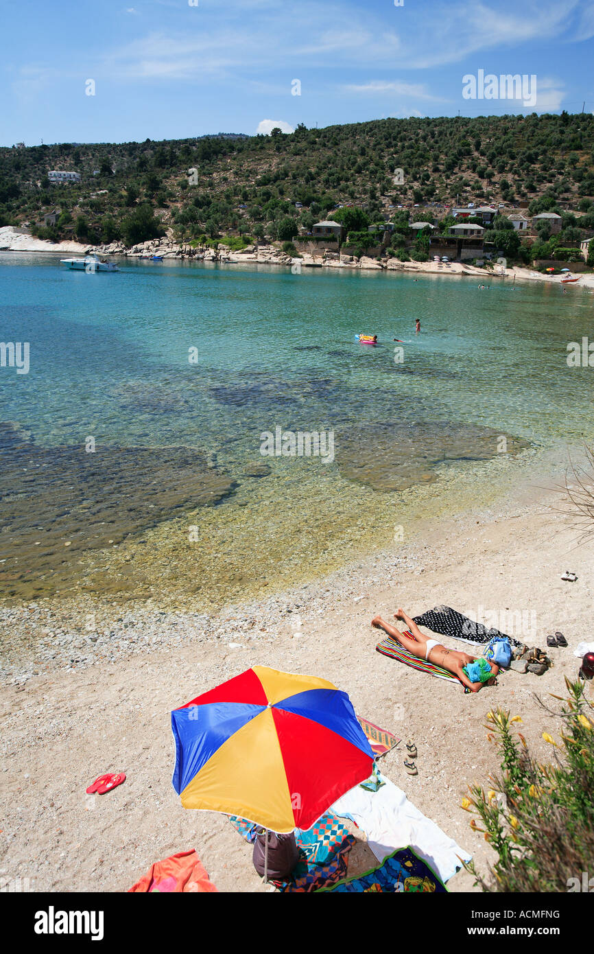 GREECE NORTH EAST AEGEAN ISLANDS THASSOS A VIEW OF THE BAY OF ALIKI Stock Photo