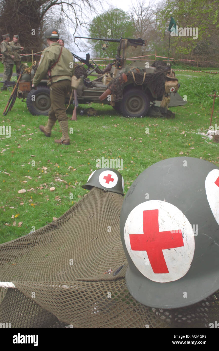 Red cross army helmet Stock Photo - Alamy